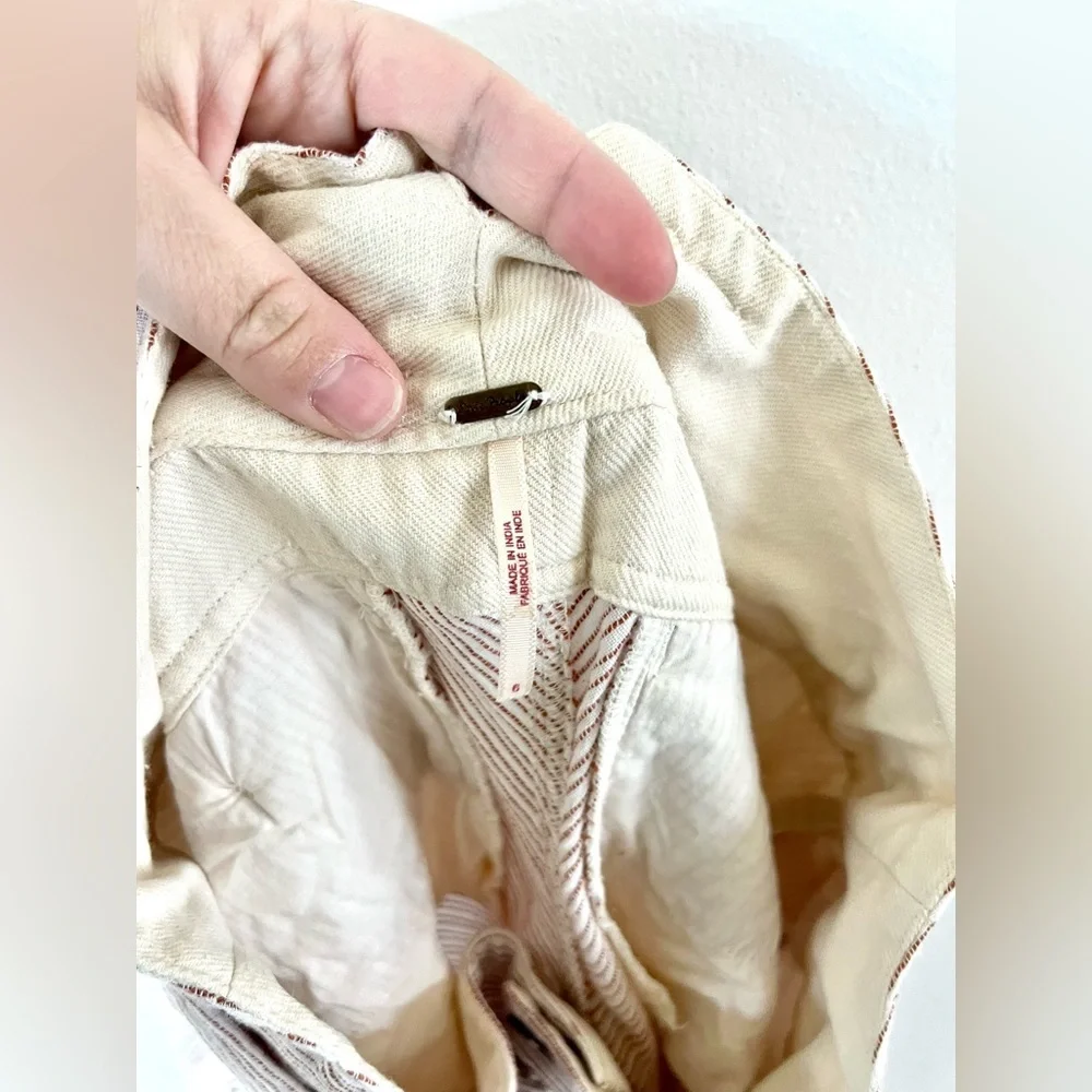 Free People Rumors Yarn Dye Harem Pants In Natural Slouchy‎ Cotton Size 6